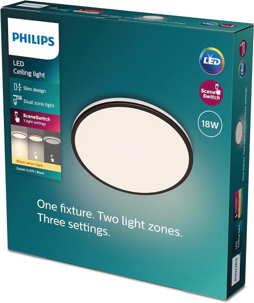 Philips Funktional Deckenleuchte LED Nicht austauschbare(s) Leuchtmittel 2700 K 1800 lm IP20 Schwarz