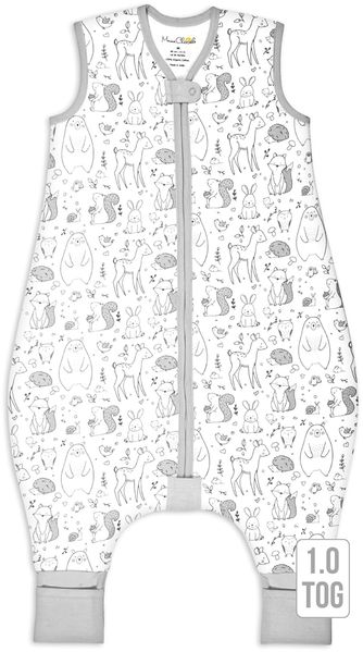 Baby Schlafsack mit Füße 1.0 TOG, Ganzjahres Schlafsack, Bio-Baumwolle Baby Schlafsäcke ohne Ärmeln Babyschlafsack mit Beinen für Säugling Kinder Junge Mädchen, 1er Pack, 70cm (Baby Höhe 80-90cm)