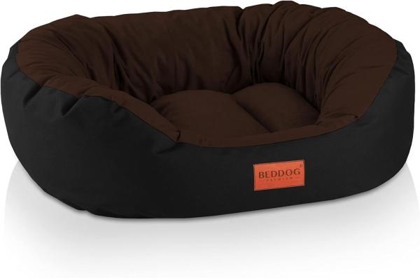 BedDog Hundebett Grosse Hunde - Oval - für Große Hunde - Dog Bed Alicante-Gewebe L, MOCCA (schwarz/braun)