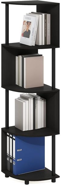 Furinno Econ 4-stufiges Zickzack-Eckregal-Bücherregal, Espresso/Black