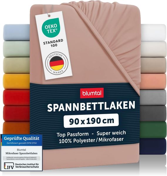 Blumtal® Spannbettlaken Microfaser - Spannbettlaken 90x190 cm im 2er Pack - Oekotex zertifizierter Bettbezug in 90x190 cm - Bettlaken für Matratzen im Set 90x190 cm - Fitted Sheets - Bettbezug - Rosa