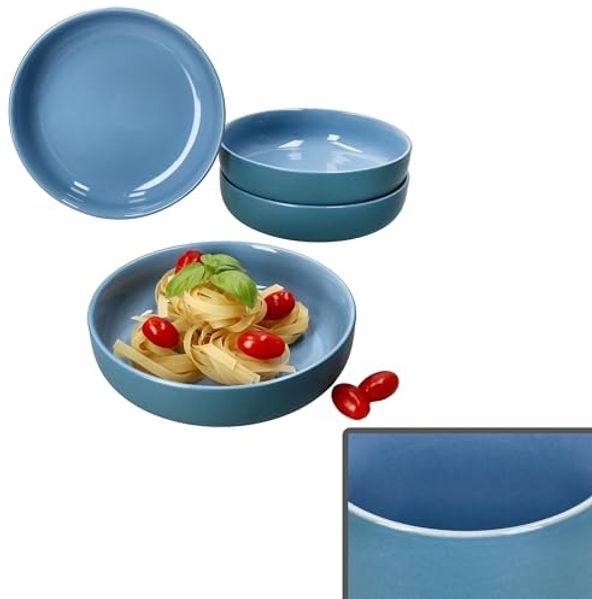 Ritzenhoff & Breker Suppenteller Ritzenhoff 4x Jasper Suppenteller 610ml Ozeanblau Steingut 4 Pers.