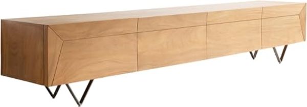 Lowboard Kayu 220 cm Akazie Natur 4 Türen V-Fuß
