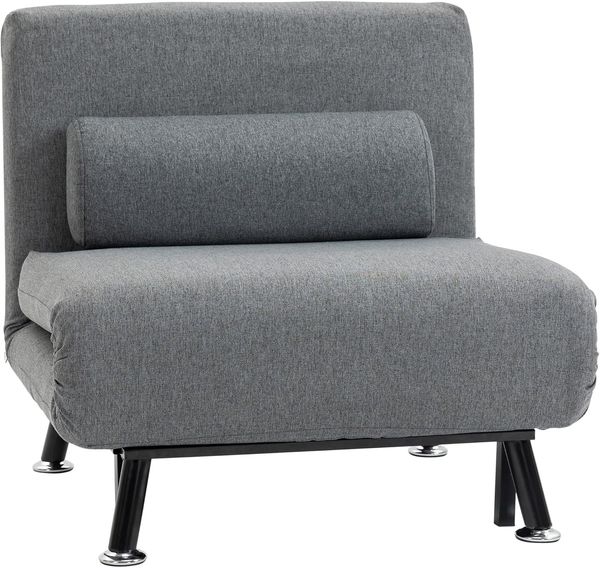 HOMCOM Sessel Schlafsofa, Klappmatratze, Bett, Gästebett (Klappbett, 1-St, Schlafsessel), für Wohnzimmer, Dunkelgrau