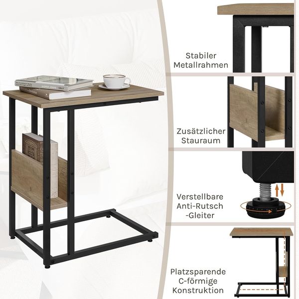 Woltu Beistelltisch (1-St), Kaffeetisch Couchtisch Sofatisch aus Metall MDF Bild 8