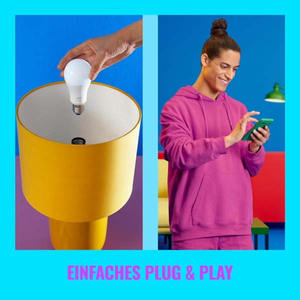WiZ E27 smarte LED Lampe - 60W E27 Ersatz, 3er-Pack, klassischer Stil mit Weißschattierungen, WLAN/Bluetooth, Sprach- / App-Steuerung, funktioniert mit Google Home, Alexa und HomeKit Bild 3