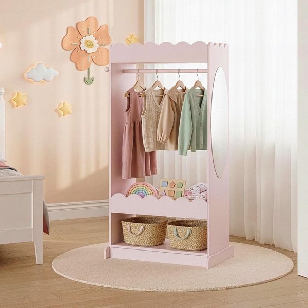 Kindergarderobe Vestnes mit Spiegel 120x63x38 cm Cotton Candy [en. casa]