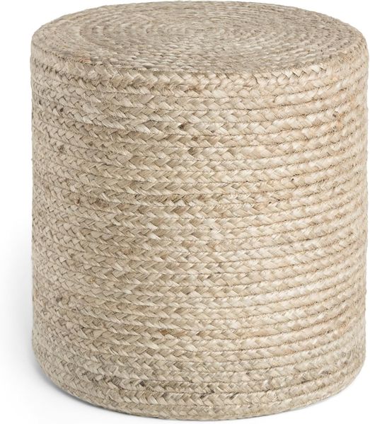 Hanse Home Jutta Jute Pouf - Natürlicher Sitz-Pouf aus Jute, Zylindrische Form im Boho Look, Hocker, Ottoman, Sitzhocker, Sitzkissen für Wohnzimmer, Esszimmer, Flur - Natur Greige, 40 x 40 x 40