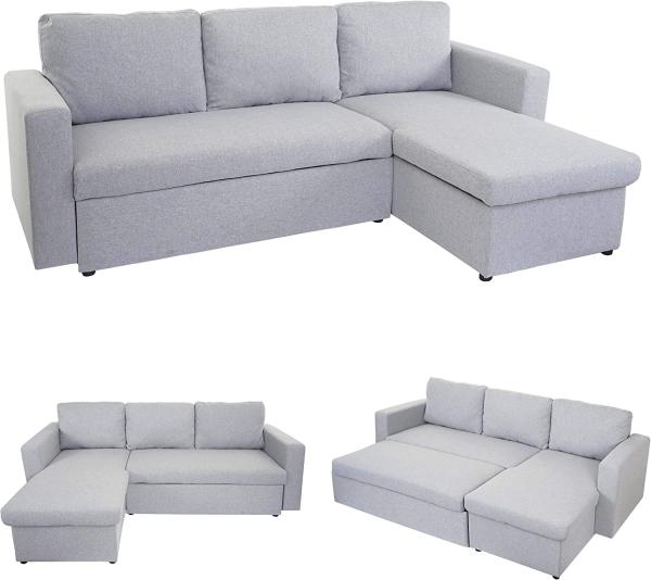 HWC-D92 | Ecksofa mit Schlaffunktion 220x152 cm ~ hellgrau