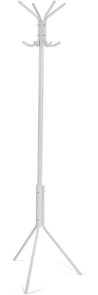 Versa Kala Minimalistischer Garderobenständer für den Eingangsbereich, mit 8 Haken oder Kleiderbügeln für Kleidung oder Taschen, Maßnahmen (H x L x B) 174 x 42 x 48 cm, Metall, Farbe: Weiß