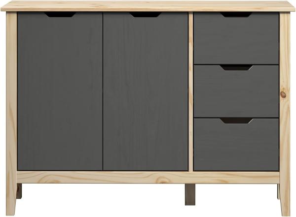 Sideboard Latera in Massivholz Kiefer grau lackiert 110 cm