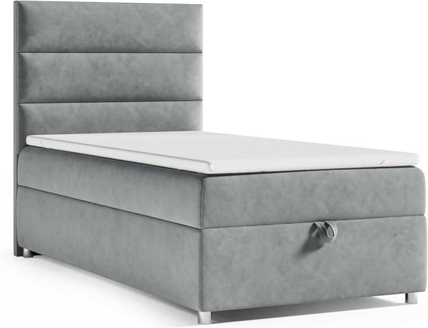 Best for Home Boxspringbett K4 SINGLE mit Bettkasten (Grau 90x200)