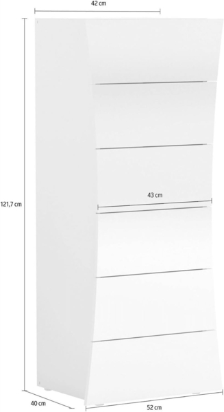 Dmora - Kommode Michele, Kommode mit 6 Schubladen, Schlafzimmerkommode, 100 % Made in Italy, 50 x 40 x 122 cm, glänzendes Weiß, Bild 2