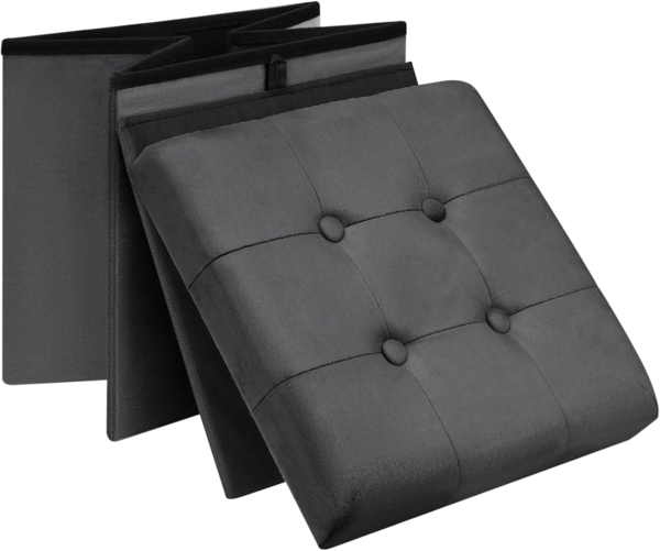WOLTU Sitzhocker mit Stauraum Sitzwürfel Sitzbank faltbar Truhen Aufbewahrungsbox, Deckel abnehmbar, Gepolsterte Sitzfläche aus Samt, 37,5 x 37,5 x 38CM(LxBxH), Grau, SH69gr Bild 9