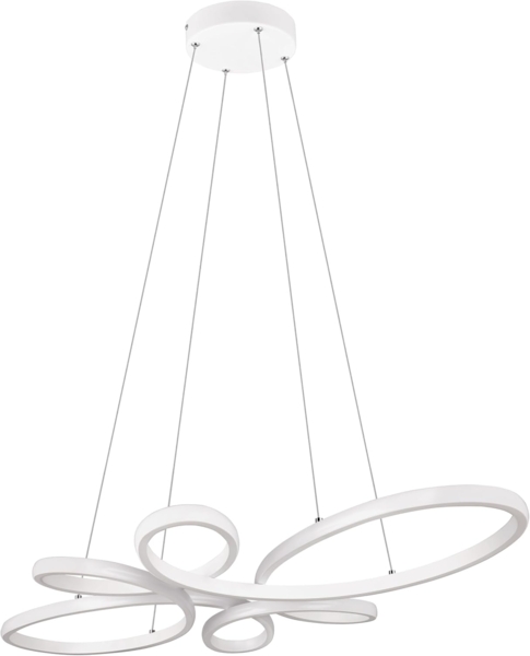 Große LED Pendelleuchte FLY geschwungen Weiß, Breite 83cm