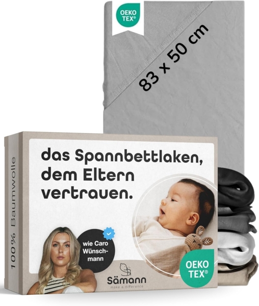 Sämann Spannbettlaken 83x50 cm Jersey grau Bild 1