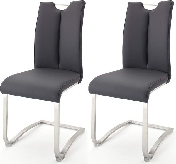 Robas Lund Esszimmerstühle 2er Set Schwarz, Echtleder Schwingstuhl Esszimmerstuhl max. 140 Kg Belastbar, Stuhl Artos