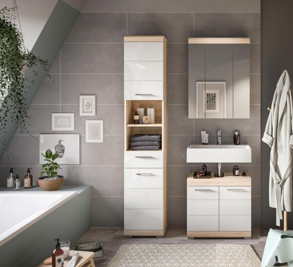 Badezimmerset Lambada II - Sonoma Eiche / Weiß Hochglanz Bild 6