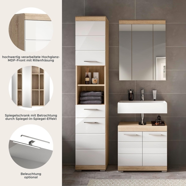 Badezimmerset Lambada II - Sonoma Eiche / Weiß Hochglanz Bild 10