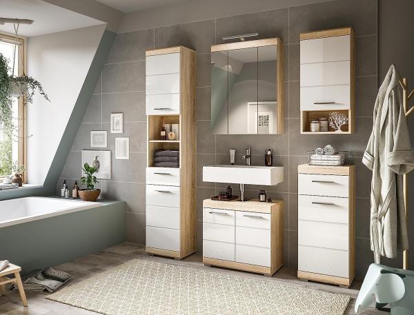 Badezimmerset Lambada II - Sonoma Eiche / Weiß Hochglanz Bild 2