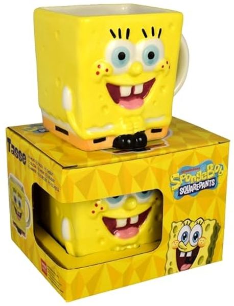 United Labels® Tasse Spongebob Schwammkopf 3D Square Tasse Kaffeetasse Becher 400 ml, Keramik