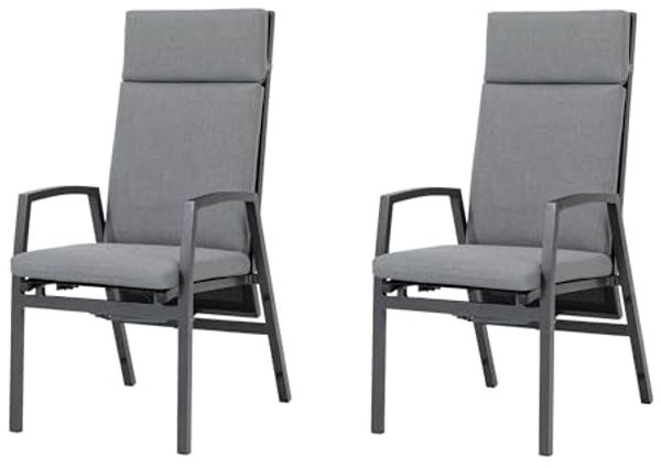 Gardissimo Gartenstuhl 2 er Set Vigo Lounge Stuhl Dining Alu Move Stapelstuhl (Spar-Set, 2 St), verstellbare Rückenlehne stapelbar wetterfest 120 kg Tragkraft