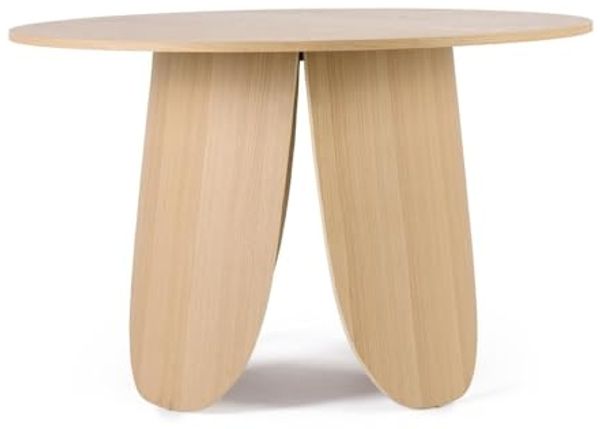Esstisch Nydorl aus MDF, modern und rund, naturfarben, Ø 120 cm, für 3–4 Personen