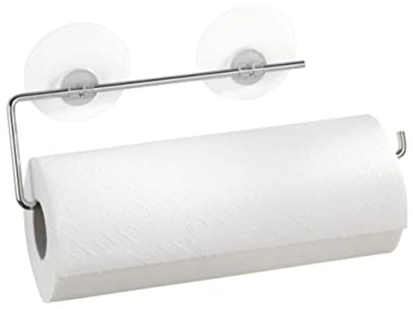 WENKO Wandrollenhalter Modell Static-Loc®, Küchenrollenhalter aus verchromtem Metall, Befestigen ohne Bohren
