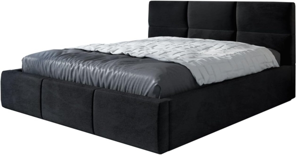 Polsterbett EMILI 120x200 mit Matratze, Bettkasten und Lattenrost. Farbe: Schwarz 20