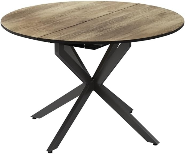 Esstisch Loyd Eiche rustikal/Schwarz 120 x 120 cm ausziehbar Vicco