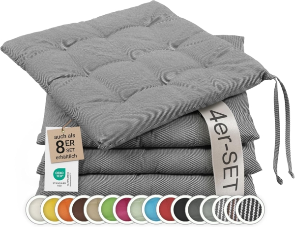 ZOLLNER Stuhlkissen, 40 x 40 x 3 cm, mit Bindebänder, für Indoor und Outdoor