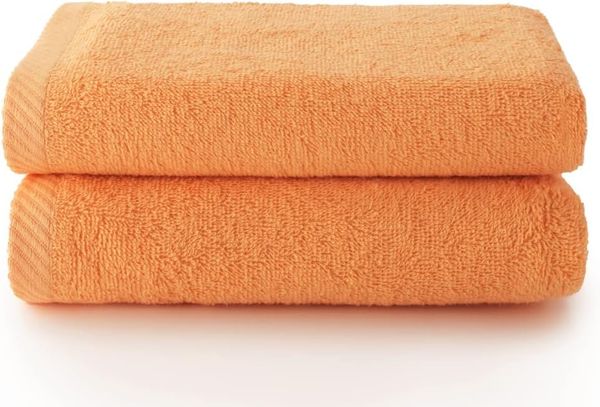 Top Towel - Plus - Große Badetücher - Badezimmerhandtücher - 2 Hand- oder Waschbeckenhandtücher - 50x100 cm - 100 % Baumwolle - Papaya