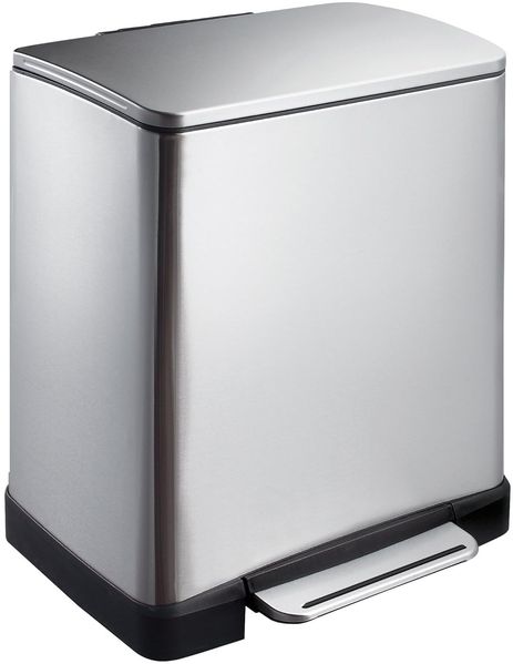 Tretabfalleimer EKO E-cube mattes Stahl/ Kunststoff/ Edelstahl 2 Fächer 10+9 l Soft-Close