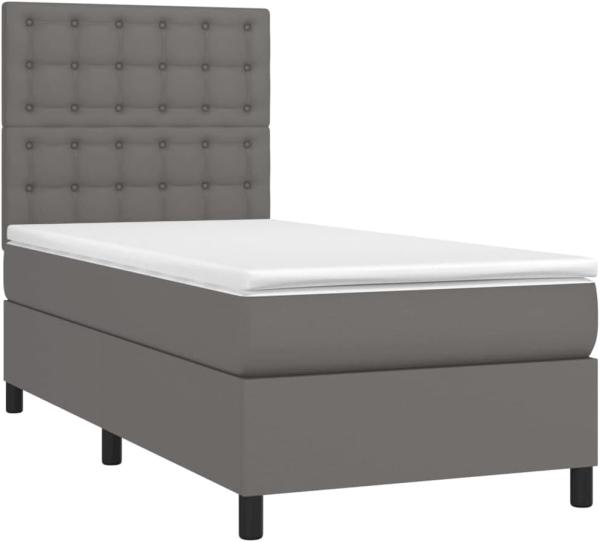 vidaXL Boxspringbett mit Matratze & LED Grau 90x190 cm Kunstleder 3135919