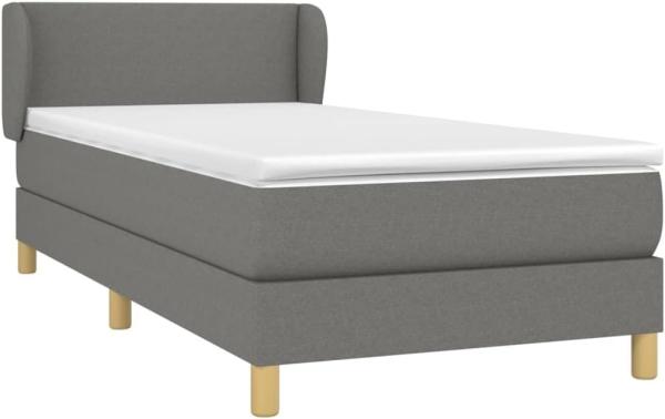 vidaXL Boxspringbett mit Matratze Dunkelgrau 90x190 cm Stoff 3126606