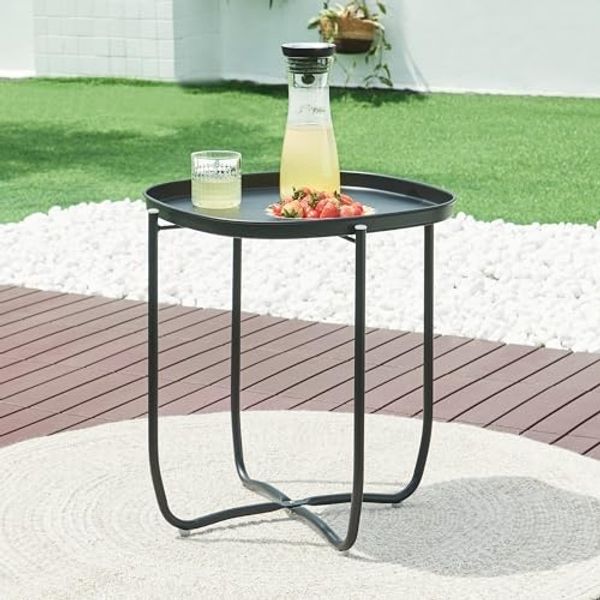 Tabletttisch Sandefjord Stahl 53x46x46 cm Schwarz [en. casa]