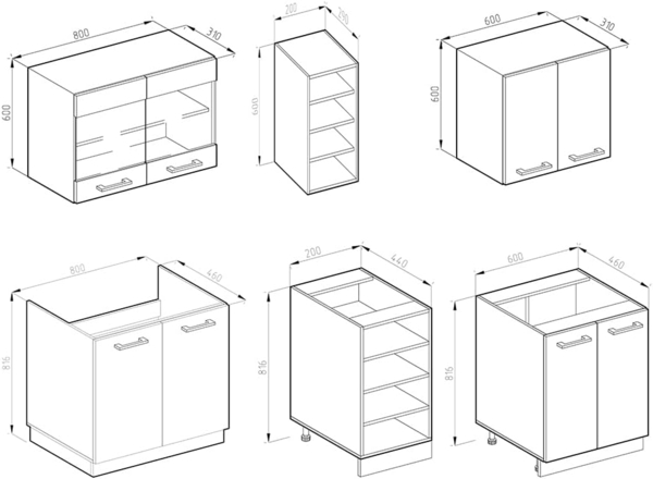Singleküche R-Line Beton/Weiß 160 cm , AP Marmor Vicco Bild 3