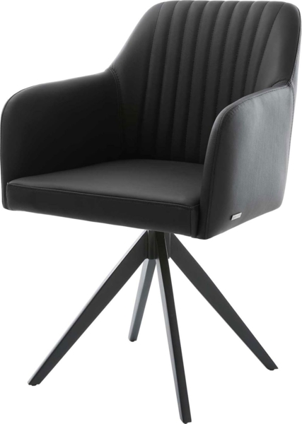 Esszimmerstuhl Greg-Flex Echt-Leder Schwarz Kreuzgestell kantig Schwarz Taschenfederkern