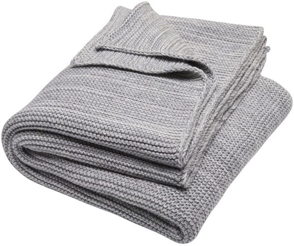 Bio Kuscheldecke 100% Bio-Baumwolle (kbA) GOTS zertifiziert, Hellgrau-Elfenbein, 150x200 cm