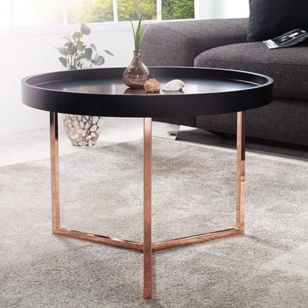 Moderner Couchtisch STACCA 60cm abnehmbares Tablett schwarz