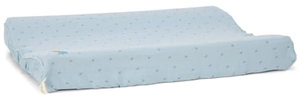 Little Dutch Wickelauflagenbezug - Abnehmbarer Bezug für Wickelauflage - Baby Überzug für Wickelunterlage aus Baumwolle - Wickelbezug für Wickeltisch - Pure Denim Blue - blau (50x70 cm)