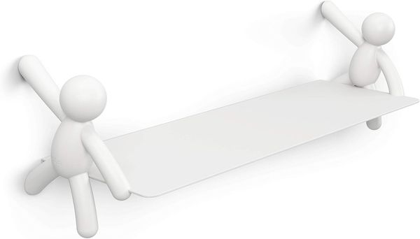 Umbra Wandregal Buddy, schwebendes Design, Stahl, Kunststoff, Weiß, 46x14 cm, 1015705-660