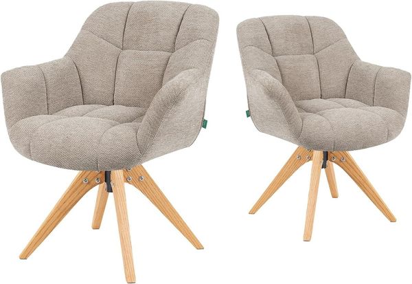 DUBI Möbel Polsterstuhl Mika-Nele 2er-Set, Eiche geölt, 360° drehbar im 2er-Set