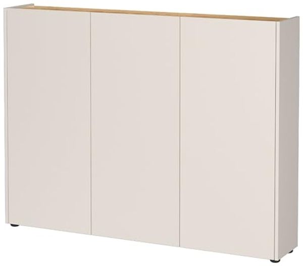 Lomadox Schuhschrank LAPUA-01 in Kaschmir und Eiche, 3-türig, ideal für schmale Flure