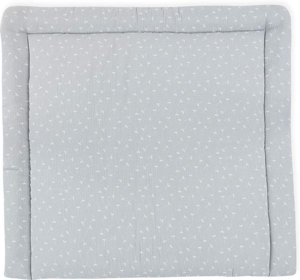 KraftKids Wickelauflage in Musselin grau Pusteblumen, Wickelunterlage 85x75 cm (BxT), Wickelkissen