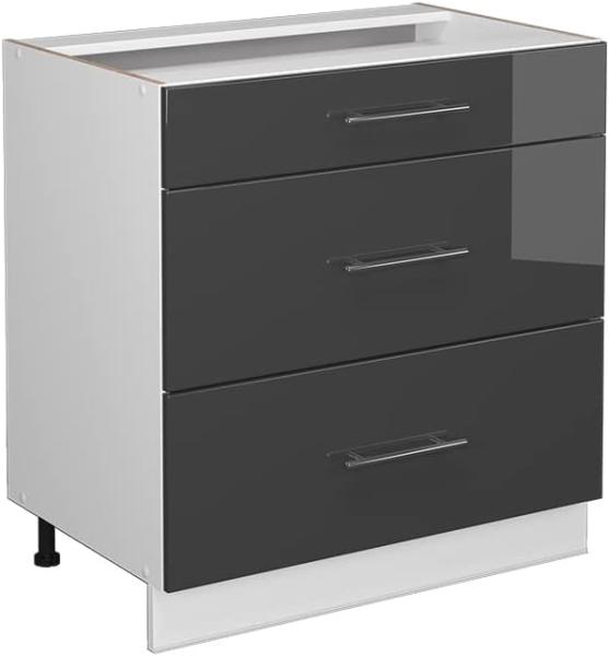 Vicco Küchenschrank Küchenmöbel Küchenzeile Fame-Line modern Küche Einbauküche Blende Unterschrank Hochschrank Hängeschrank (Weiß-Anthrazit Hochglanz, Schubladenunterschrank 80 cm)