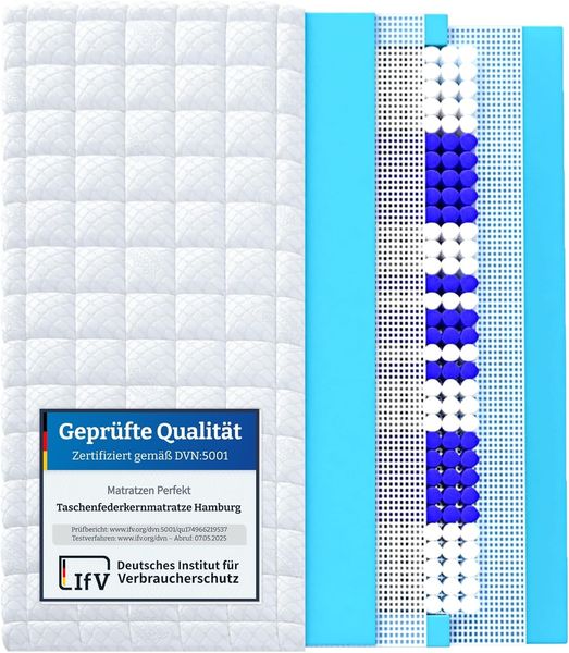 Matratzen Perfekt 'HAMBURG' Taschenfederkernmatratze, 140x200 cm, H4, 9 Zonen
