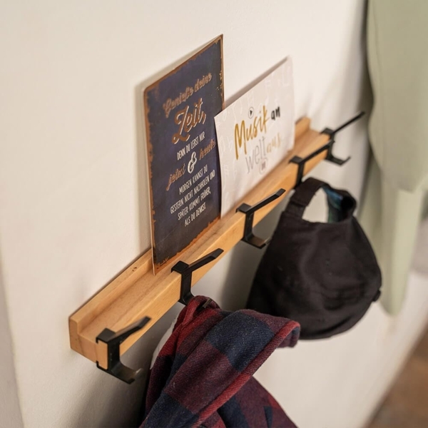 HOME DELUXE Garderobenleiste inkl. Haken, Magnete und Bilderregal STRIPE - 5 x Haken Bild 4