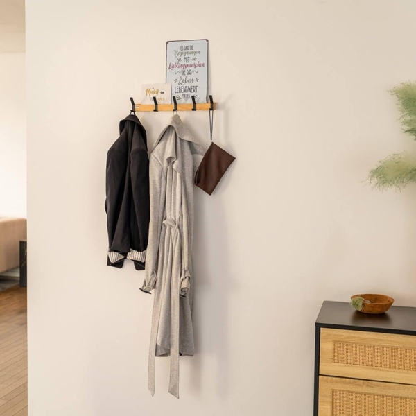 HOME DELUXE Garderobenleiste inkl. Haken, Magnete und Bilderregal STRIPE - 5 x Haken Bild 3