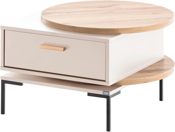 LOOKS BY WOLFGANG JOOP Schildmeyer Couchtisch, Eiche Landhaus/cremebeige, Holzwerkstoff, 65 x 65 x 41.1 cm, 153828